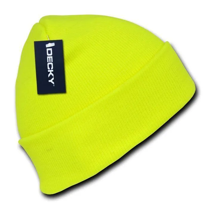 1 Dozen Neon Long Cuffed Beanies Knit Caps Hats Ski Skull Wholesale Lot