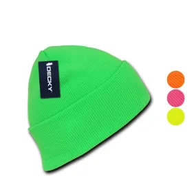 1 Dozen Neon Long Cuffed Beanies Knit Caps Hats Ski Skull Wholesale Lot