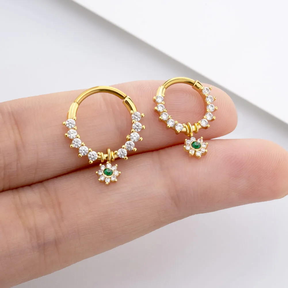 16G Clear CZ Sunflower Clicker Septum Ring