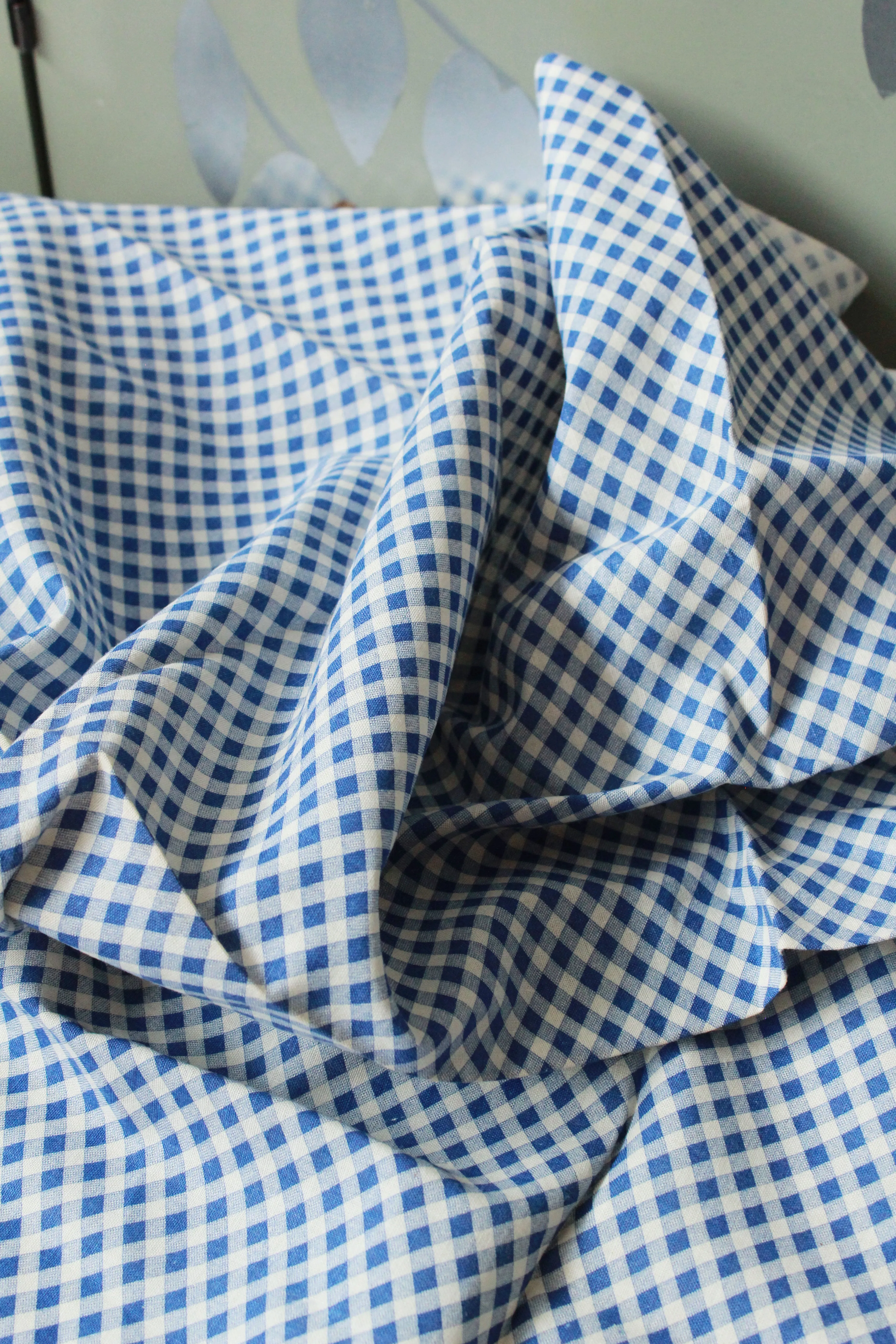 1940s Gingham Feedsack, Blue/White Vintage Summer Fabric