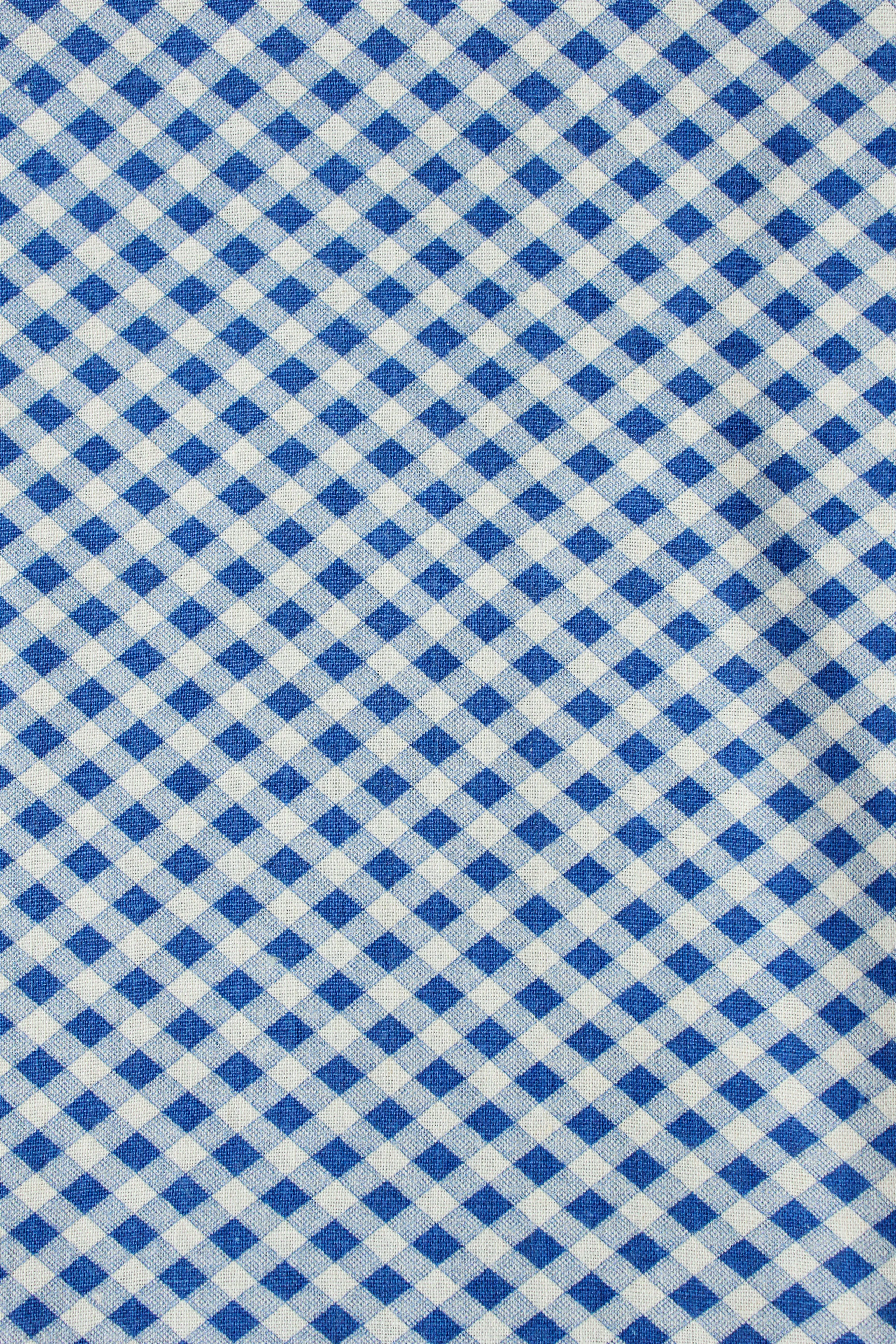 1940s Gingham Feedsack, Blue/White Vintage Summer Fabric