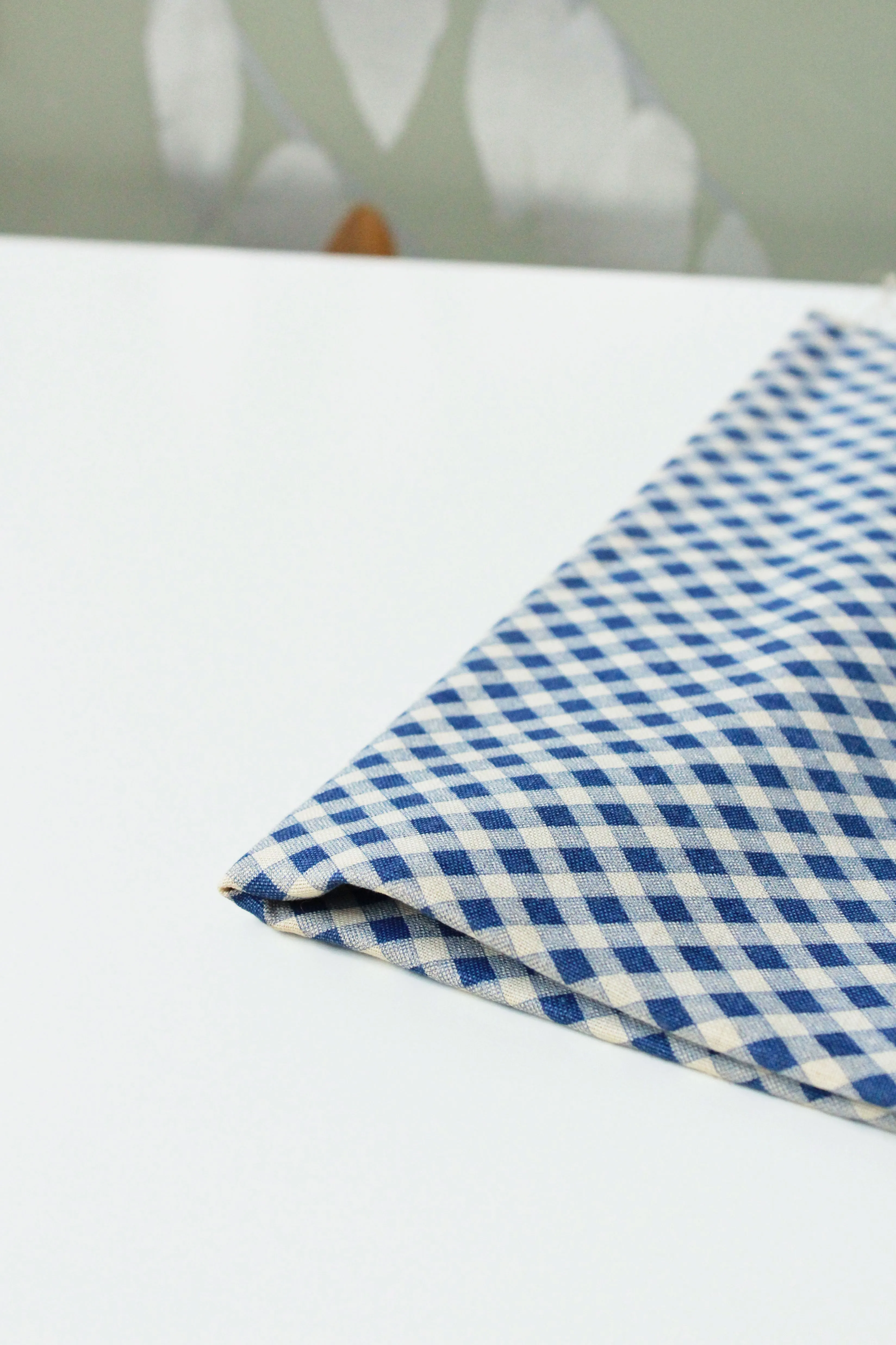 1940s Gingham Feedsack, Blue/White Vintage Summer Fabric