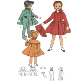 1950s Pattern, Child's Coat, Cape, Bonnet & leggings Outfit  - Multi-sizes