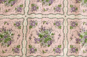 1950s Pink Floral Print Cotton Fabric, 4.9 Yards