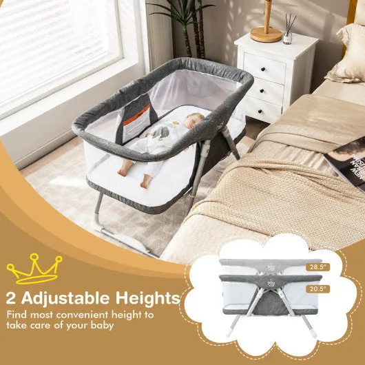 2-In-1 Baby Bassinet with Mattress and Net-Gray