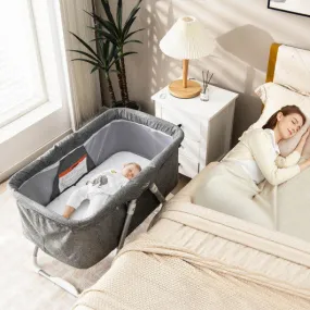 2-In-1 Baby Bassinet with Mattress and Net-Gray