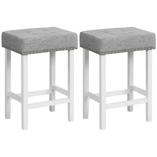 2 Pieces Counter Height Bar Stools with Sponge Padded Cushion-24.5 inches