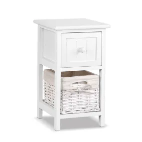 2 x White Rustic Bedside Tables (Twin Pack)