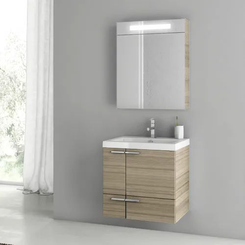 23 Inch Glossy White Bathroom Vanity Set