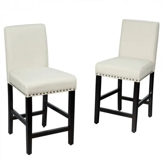 25'' Kitchen Chairs w/ Rubber Wood Legs-Beige