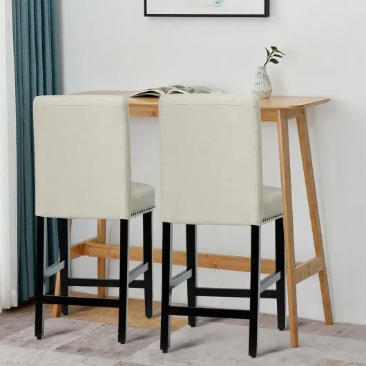 25'' Kitchen Chairs w/ Rubber Wood Legs-Beige