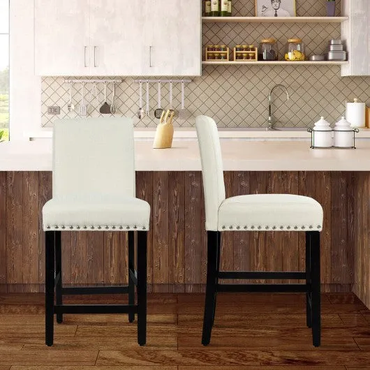 25'' Kitchen Chairs w/ Rubber Wood Legs-Beige