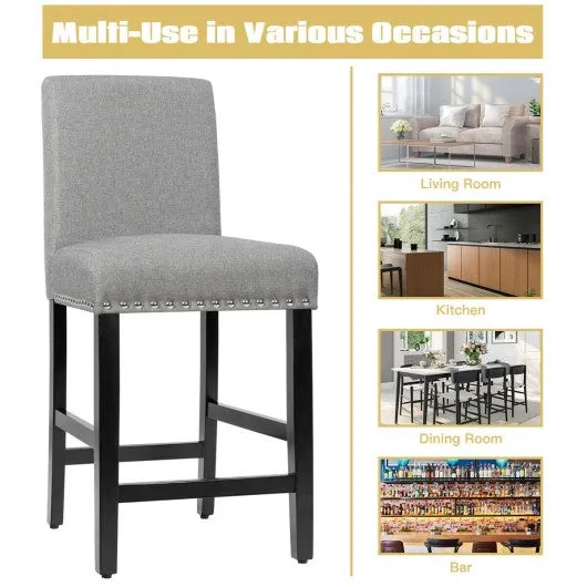 25'' Kitchen Chairs w/ Rubber Wood Legs-Gray