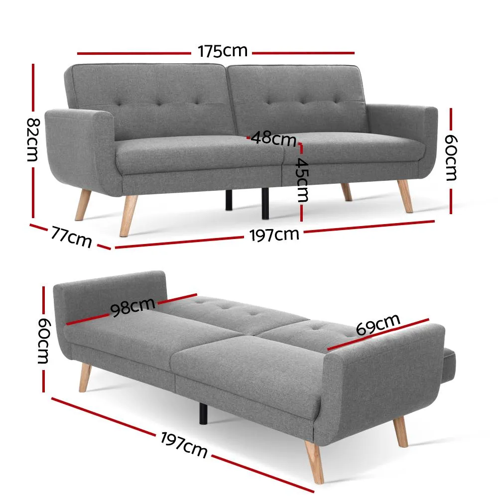 3 Seater Fabric Recliner (Grey)