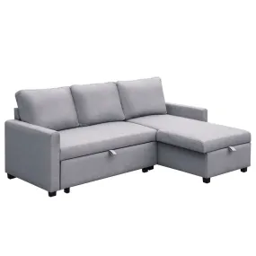 3 Seater Fabric Sofa Bed with Storage - Grey