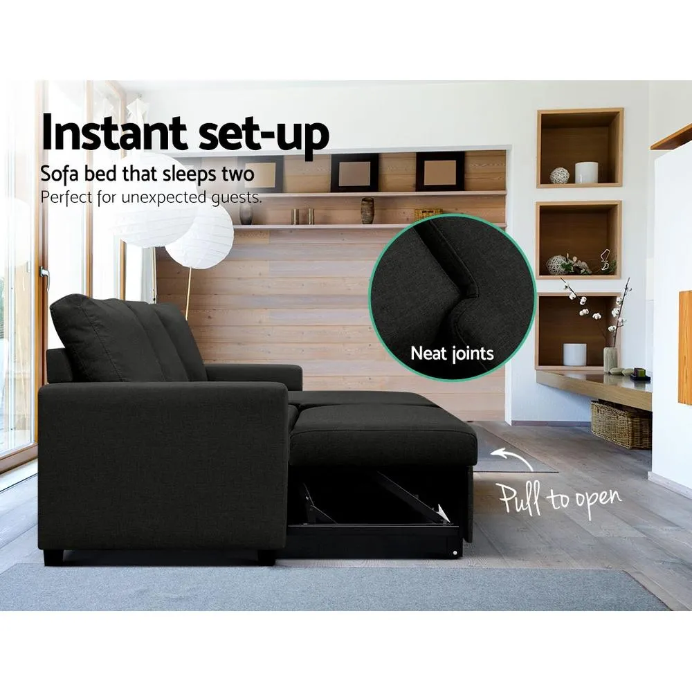 3 Seater Sofa Bed With Storage (Charcoal)