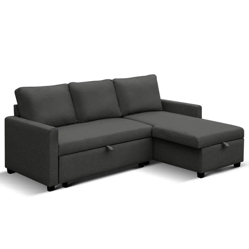 3 Seater Sofa Bed With Storage (Charcoal)