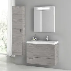 31 Inch Grey Walnut Bathroom Vanity Set