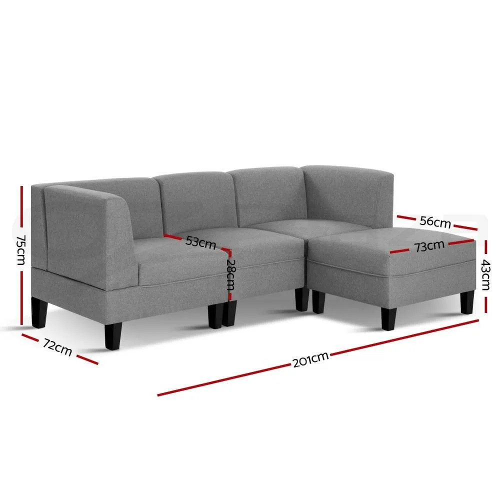 4 Seater Sofa Set Bed Modular Lounge Chair Chaise Suite Fabric