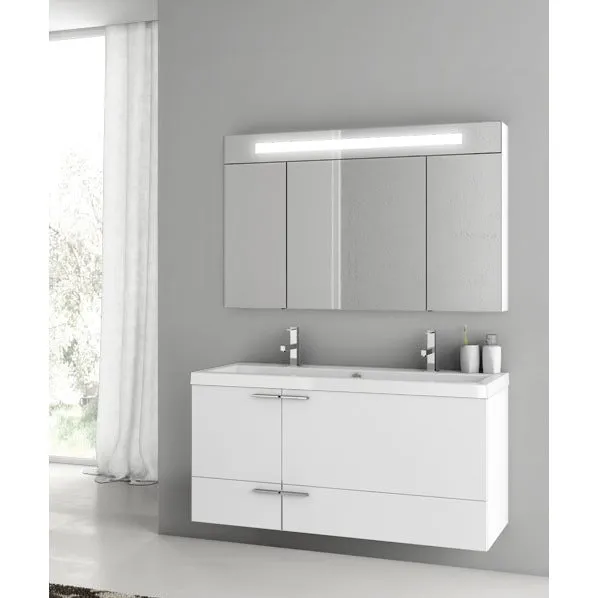 47 Inch Glossy White Bathroom Vanity Set