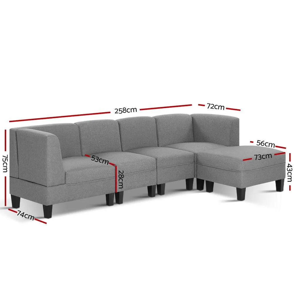 5 Seater Sofa Set Bed Modular Lounge Chair Chaise Fabric