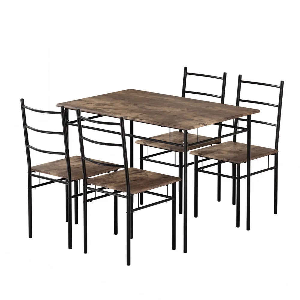 5PCS Industrial Dining Set, Sturdy Metal, Easy-to-Clean, Artiss