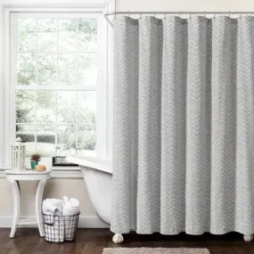 72"x72" Hygge Modern Arrow Linen Shower Curtain Light Gray - Lush Décor