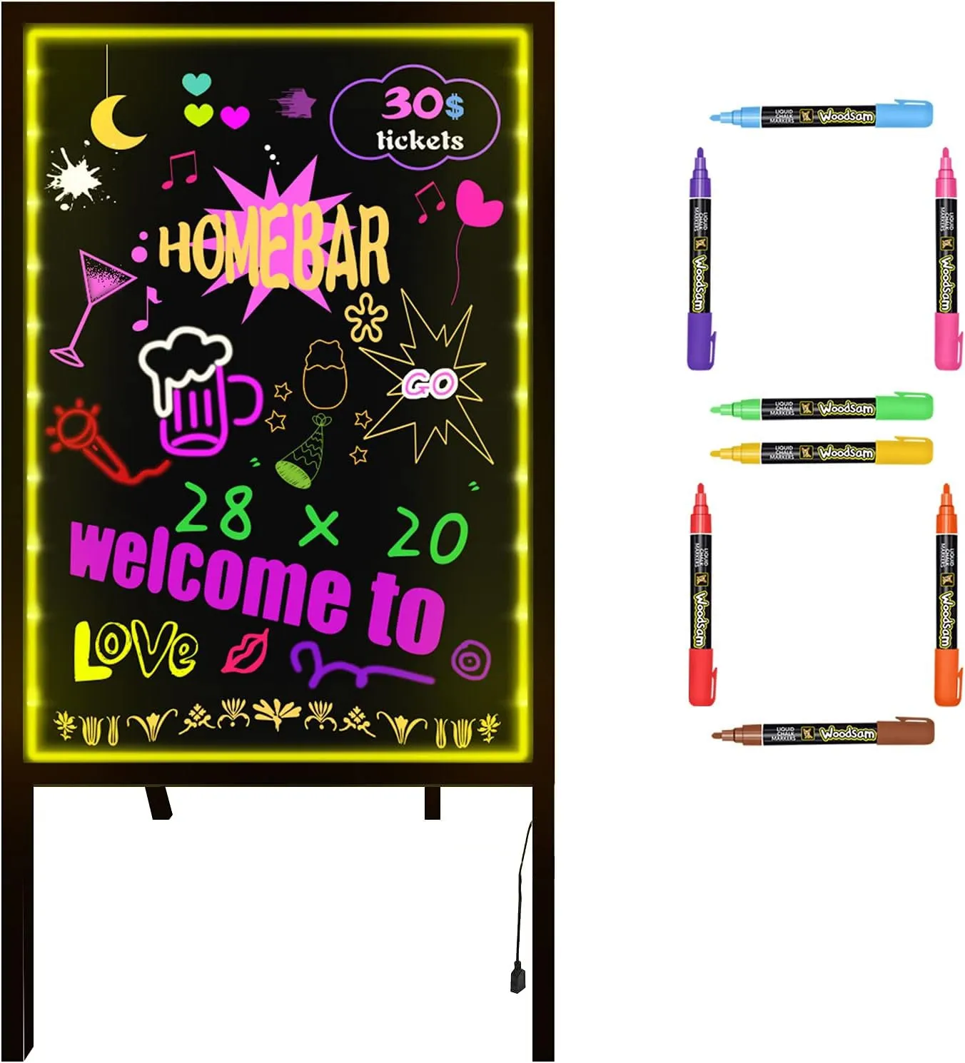 80_60cm Standing A-Frame LED Message Writing Board