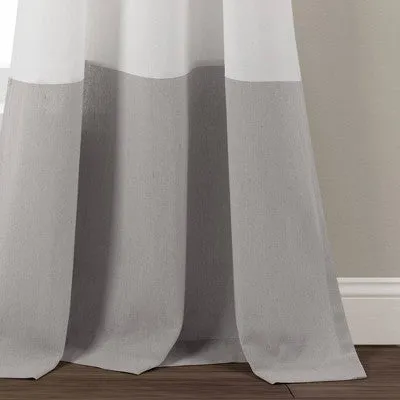 84"x40" Faux Linen Grommet Colorblock Window Curtain Panel Gray - Lush Décor