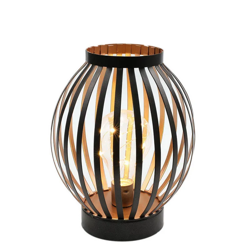 8.7" High Battery Powered Metal Cage Decorative Lamp for Decor