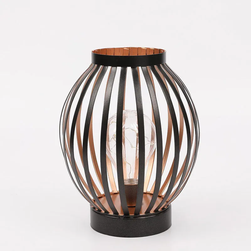 8.7" High Battery Powered Metal Cage Decorative Lamp for Decor