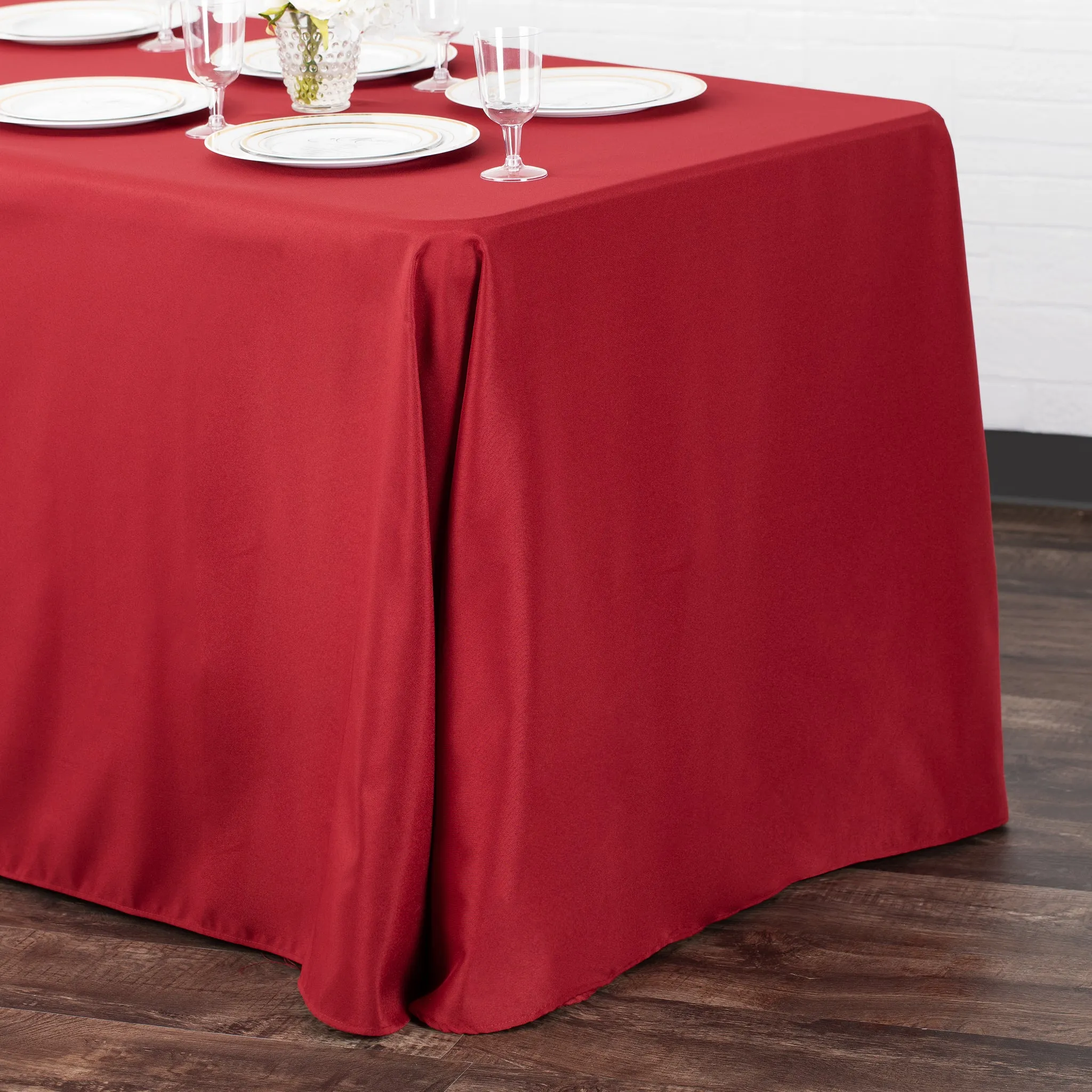 90"x156" Rectangular Oblong Polyester Tablecloth - Apple Red