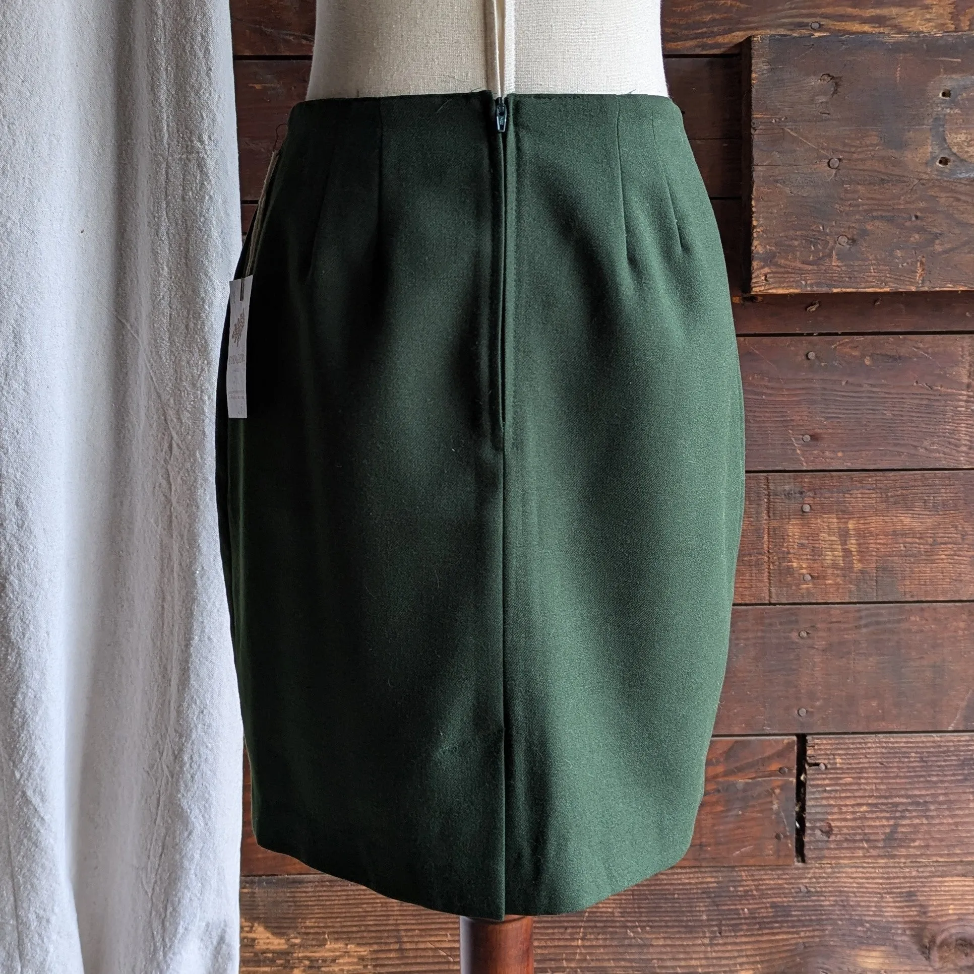 90s Vintage Green Twill Pencil Skirt