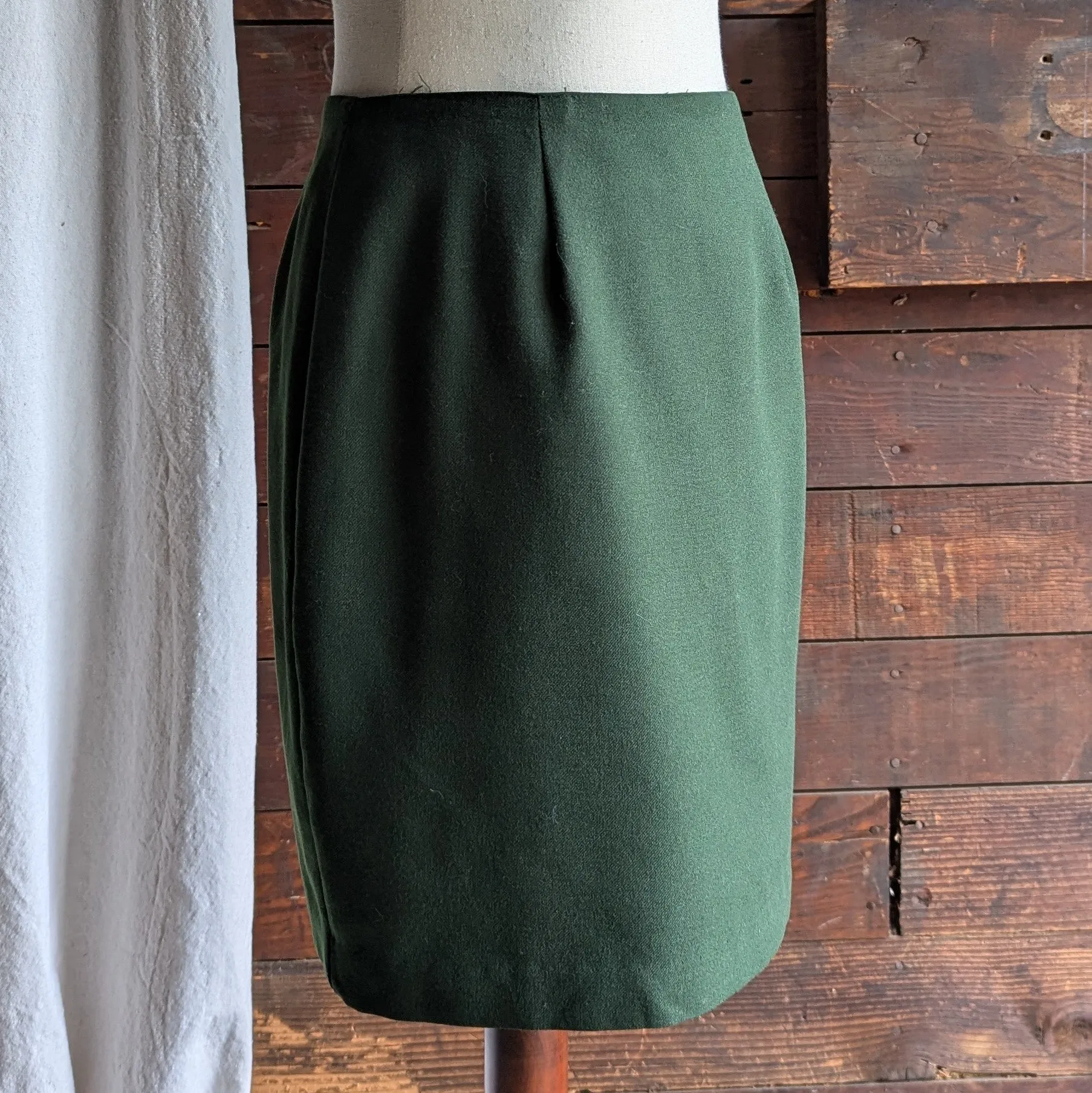 90s Vintage Green Twill Pencil Skirt