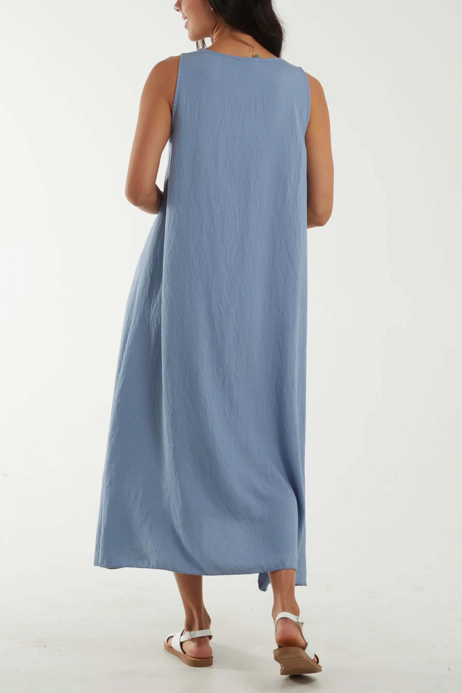 A Line Sleeveless Midi Dress