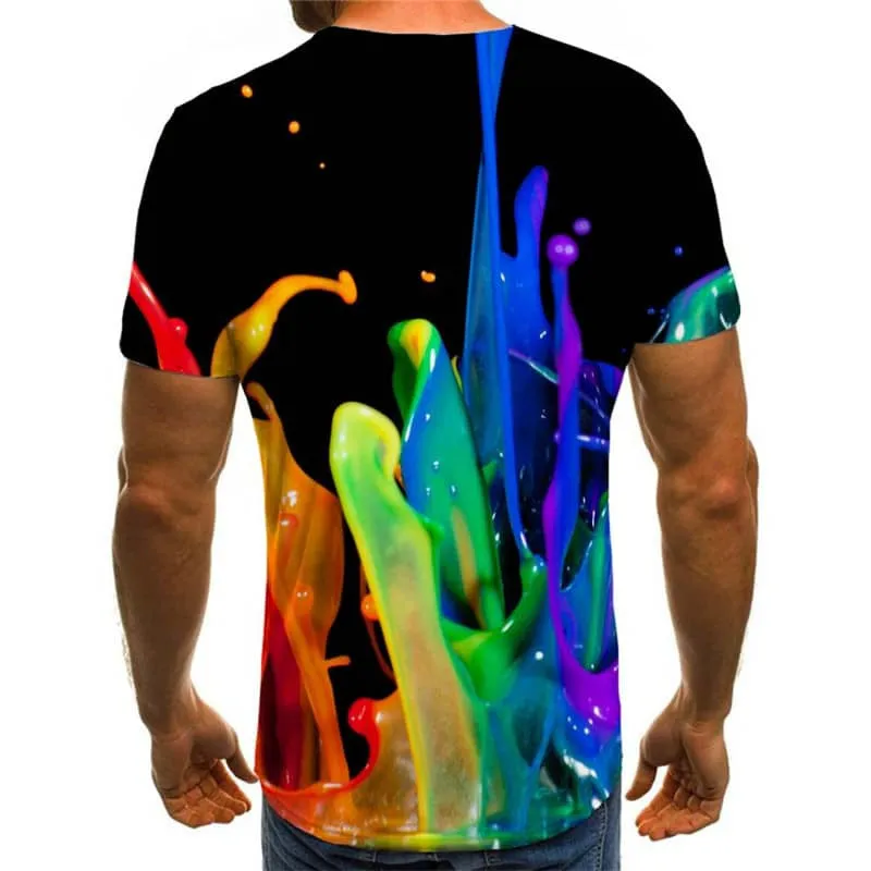 abstract t shirt  3D tshirt personality  art costume fun geometric colorful art Casual men's