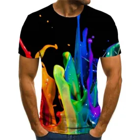 abstract t shirt  3D tshirt personality  art costume fun geometric colorful art Casual men's