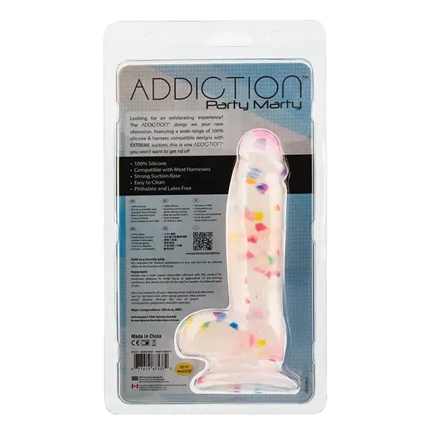 Addiction Party Marty 7.5" Dildo - Frost/Confetti