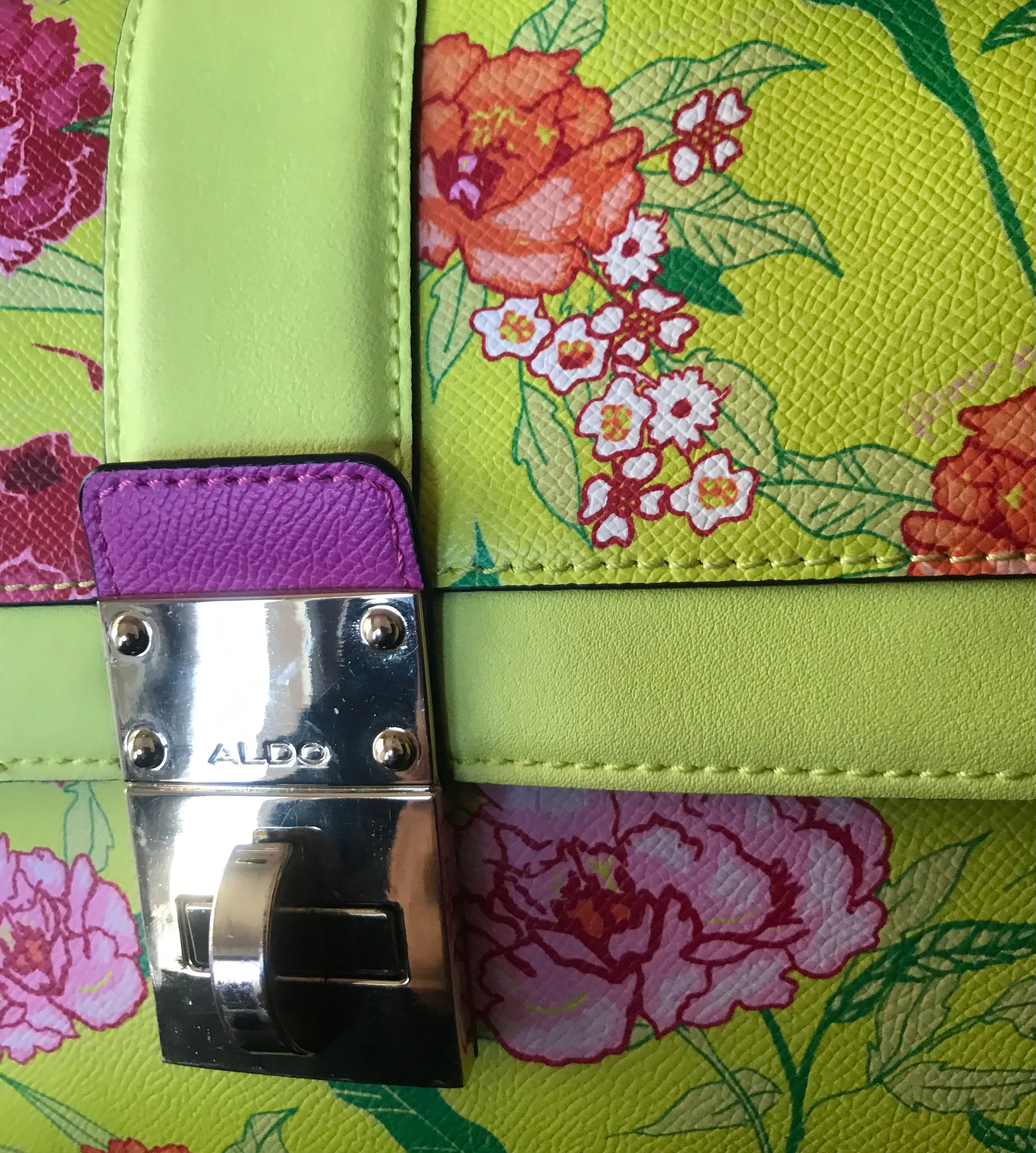 ALDO Neon Yellow & Pink Floral Shoulder Bag | Gently Used |