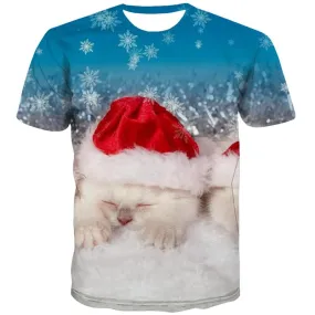 Animal T-shirt Men Christmas Tshirt Printed Snowflake T-shirts 3d Party Tshirts Cool