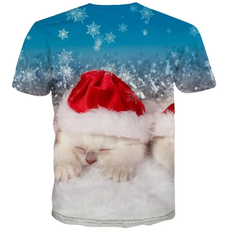 Animal T-shirt Men Christmas Tshirt Printed Snowflake T-shirts 3d Party Tshirts Cool