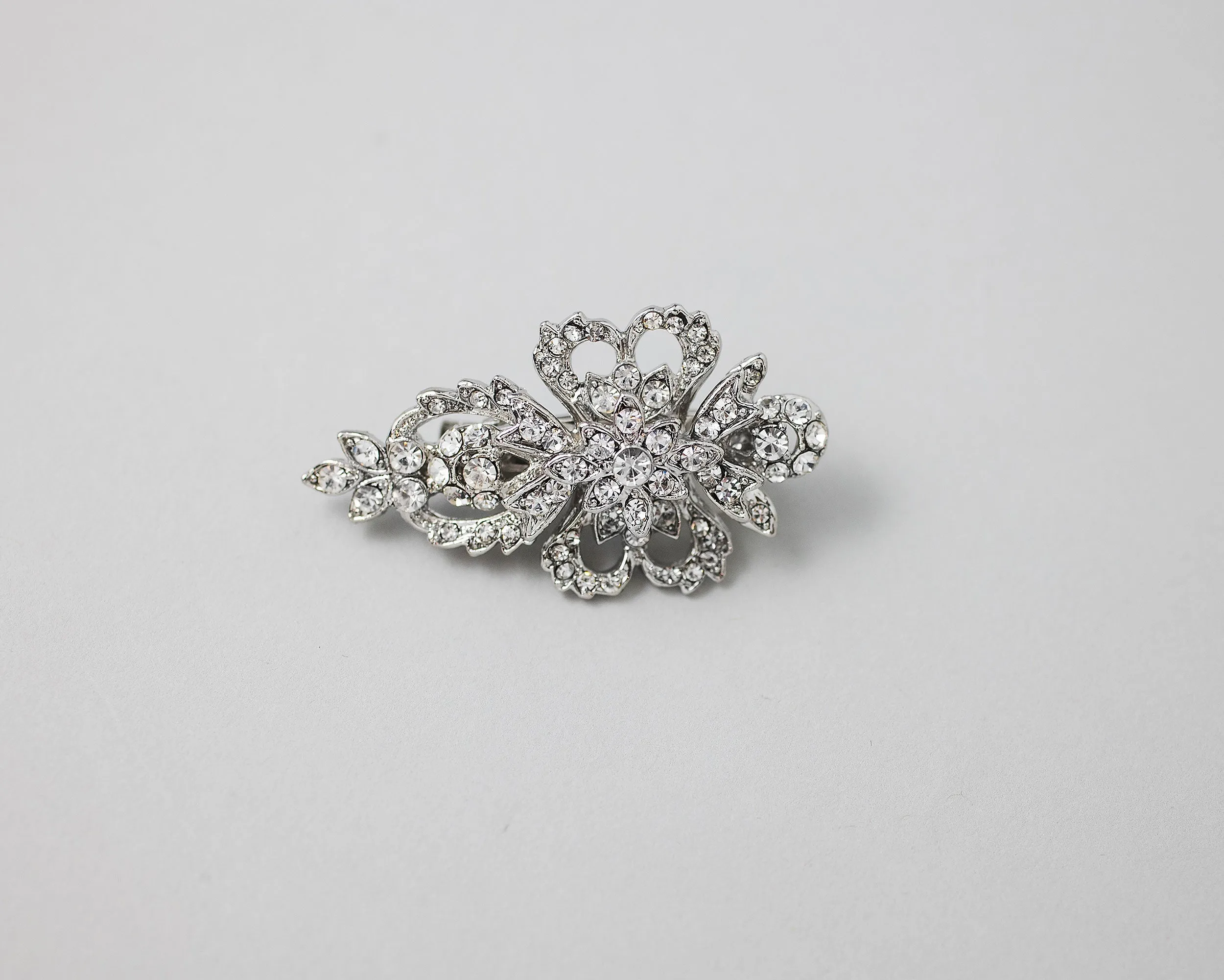 Antique Silver Crystal Mini Bridal Clip