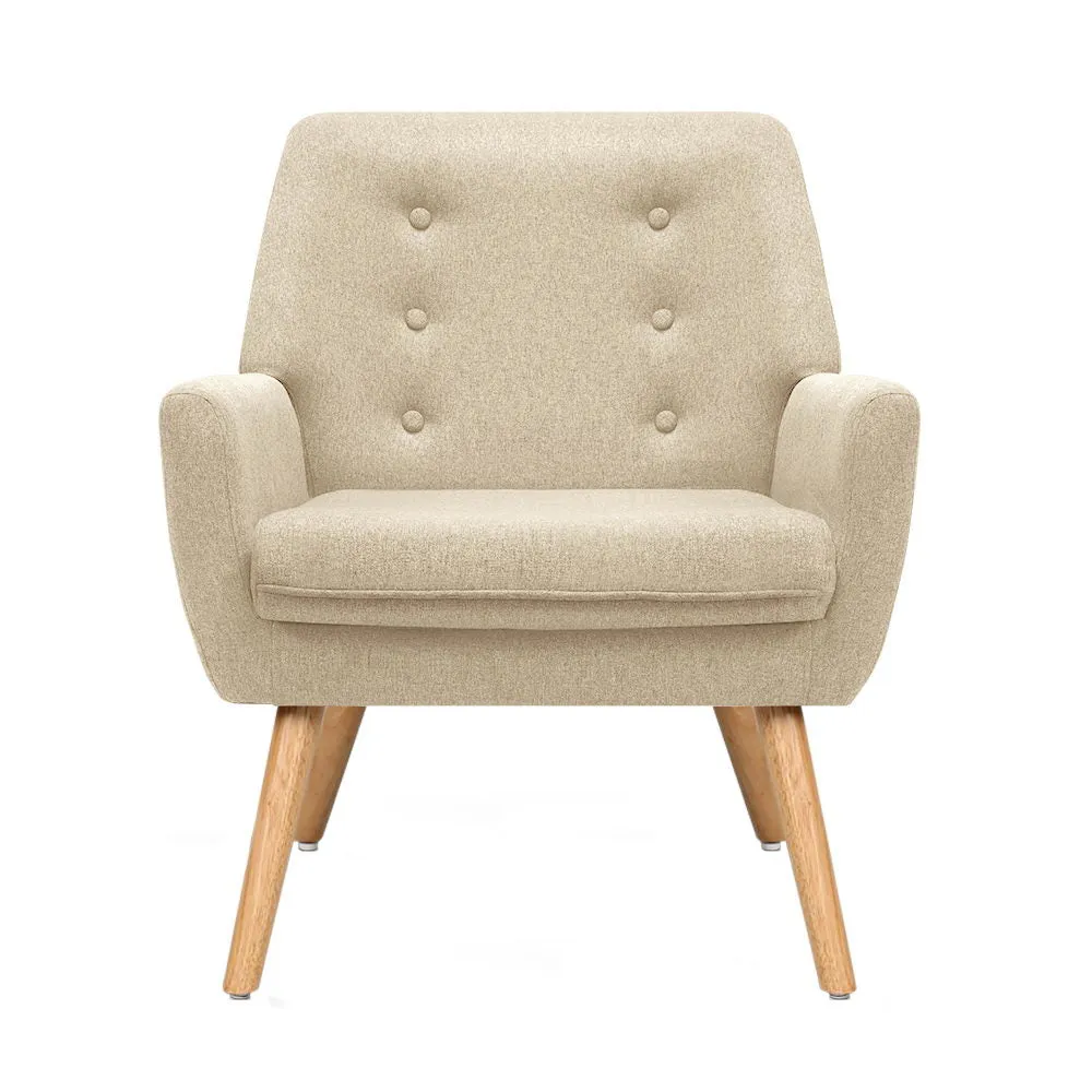 Artiss Fabric Dining Armchair - Beige