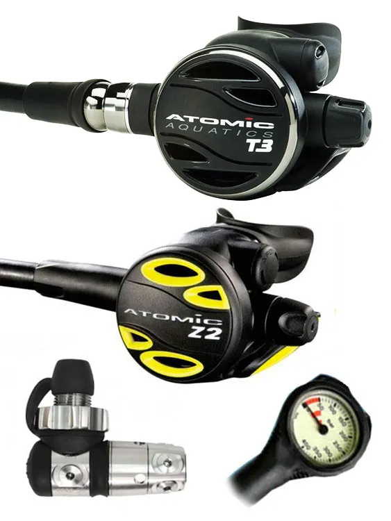 Atomic Aquatics T3 Regulator Set (DIN or Yoke) & Free Termo Gauge