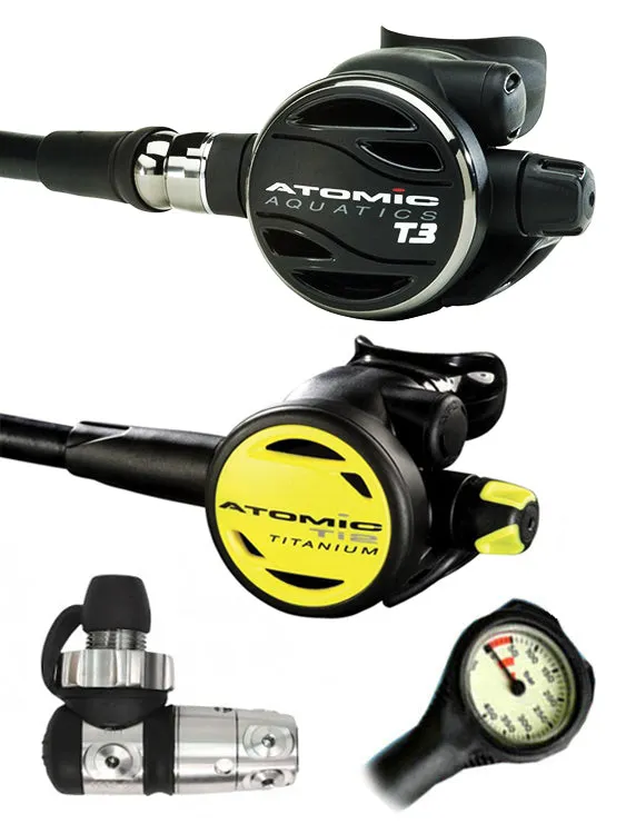 Atomic Aquatics T3 Regulator Set (DIN or Yoke) & Free Termo Gauge