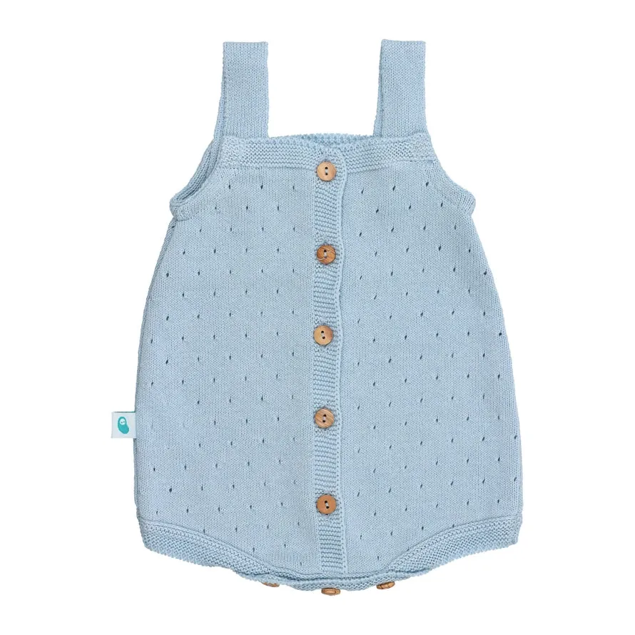 Baby Blue Cotton Overall Romper