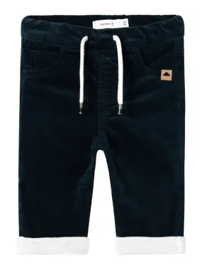 Baby Boy Soft Cord Trousers - Navy Blue