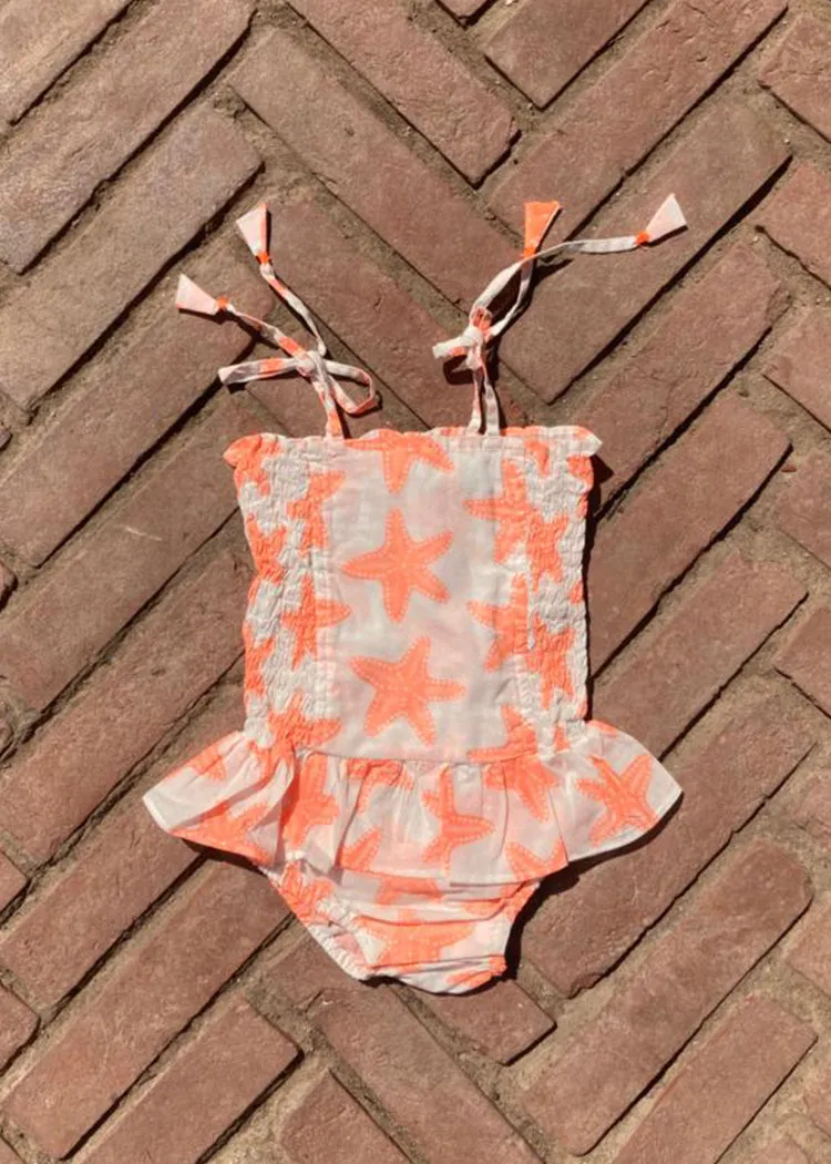 Baby Girl Swimsuit - Starfish Neon