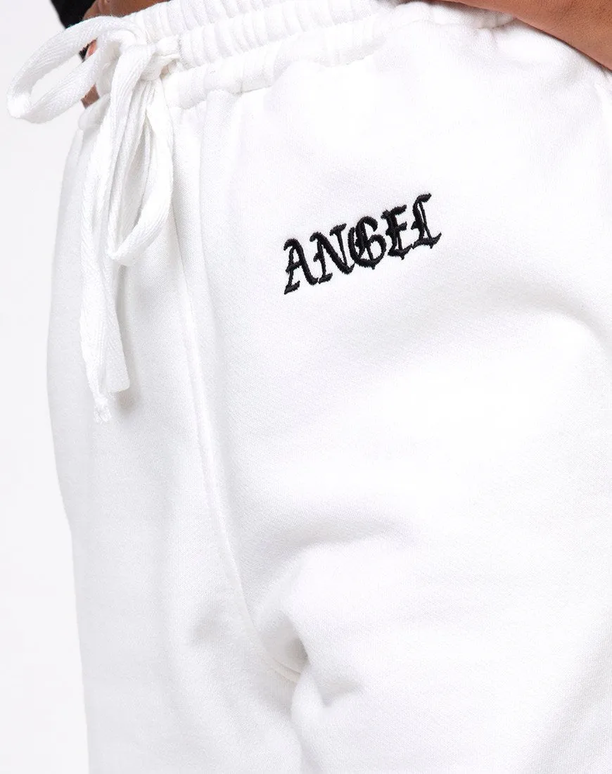 Basta Jogger in White with 'Angel' Embro Black