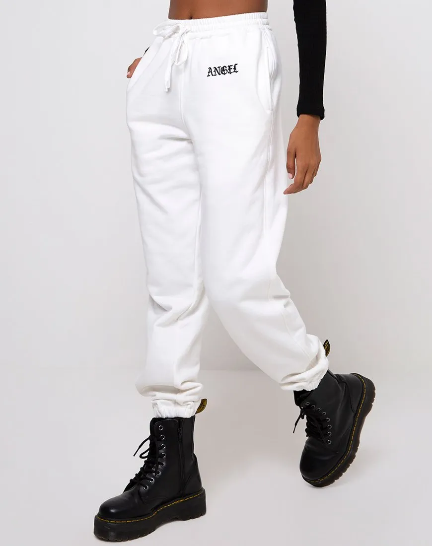 Basta Jogger in White with 'Angel' Embro Black